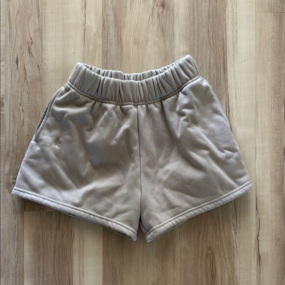 High waisted taupe workout sweat Shorts - Picture 1 of 4